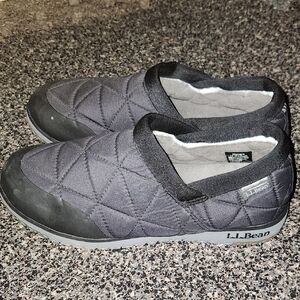 L.L. Bean Ultralight Primaloft Black and Gray Quilted Slip-Ons Size 10